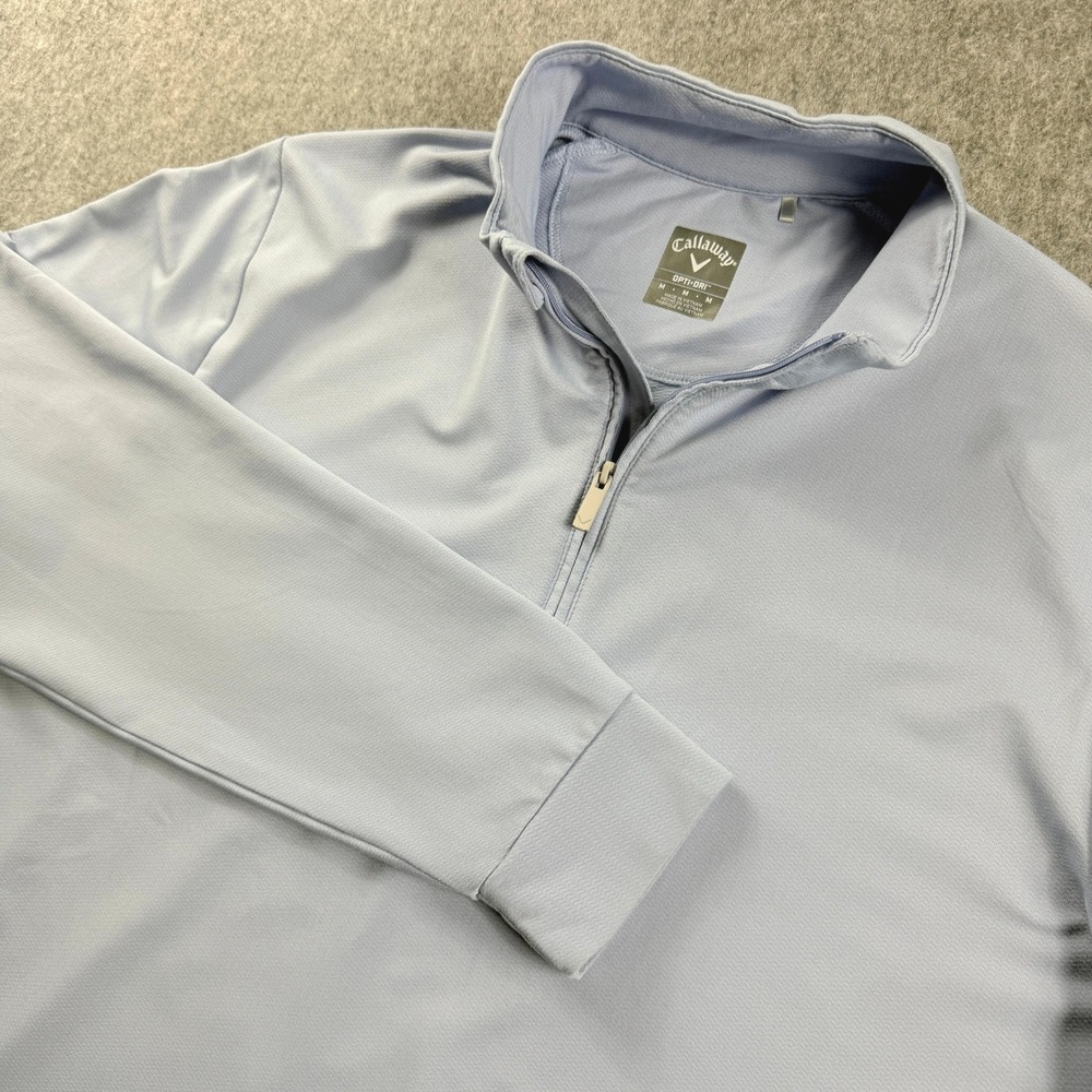 Callaway Mens Opti-Dri Quarter Zip Pullover Light Blue Long Sleeve Size M
